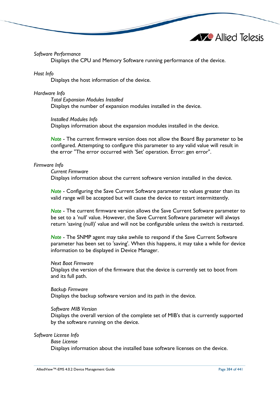 Allied Telesis AlliedView-EMS 4.0.2 Device-Manager User Manual | Page 384 / 441
