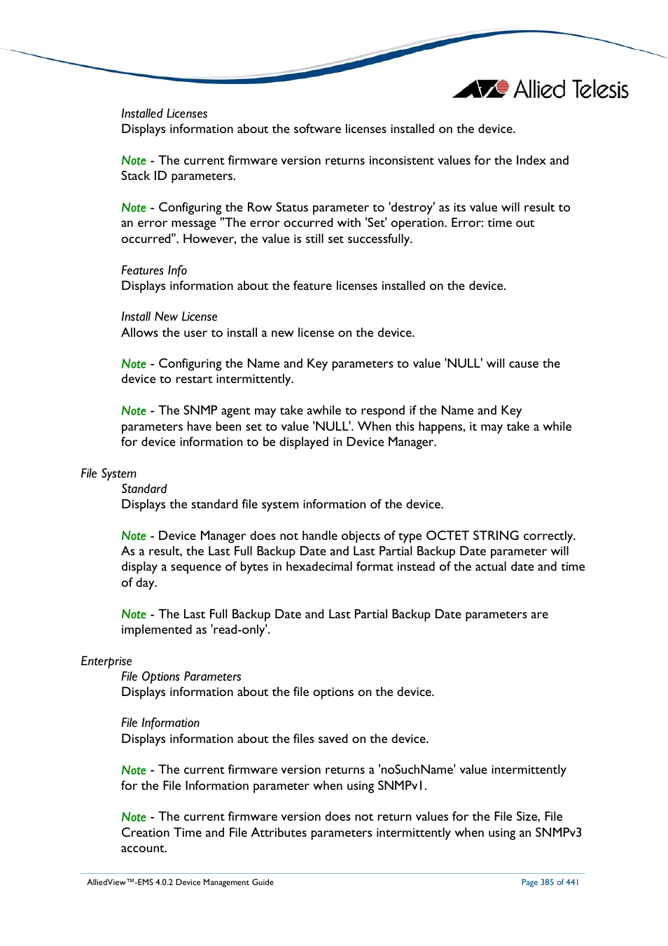 Allied Telesis AlliedView-EMS 4.0.2 Device-Manager User Manual | Page 385 / 441