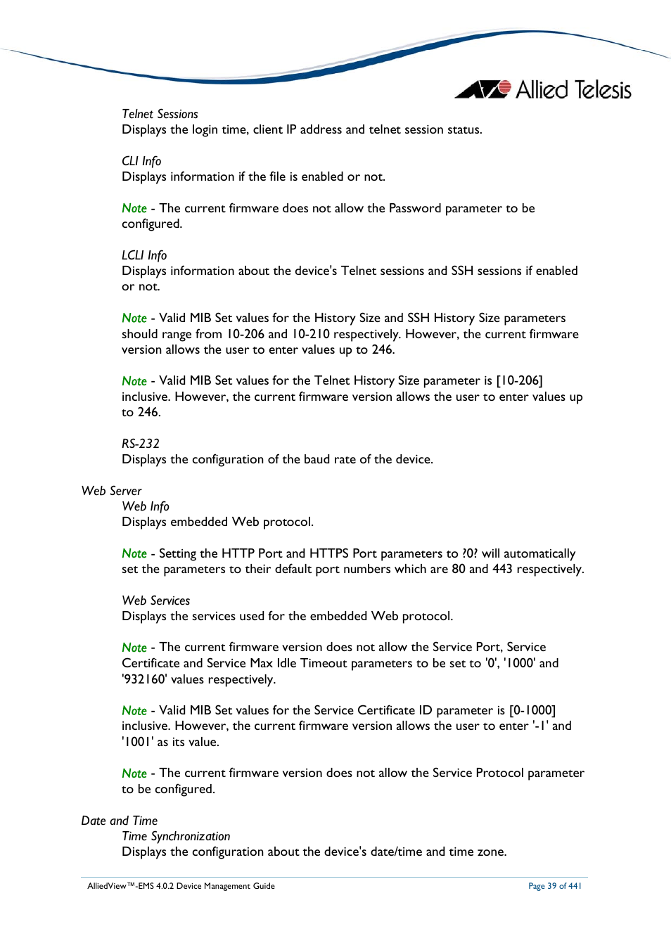 Allied Telesis AlliedView-EMS 4.0.2 Device-Manager User Manual | Page 39 / 441