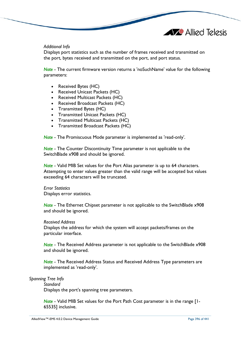 Allied Telesis AlliedView-EMS 4.0.2 Device-Manager User Manual | Page 396 / 441