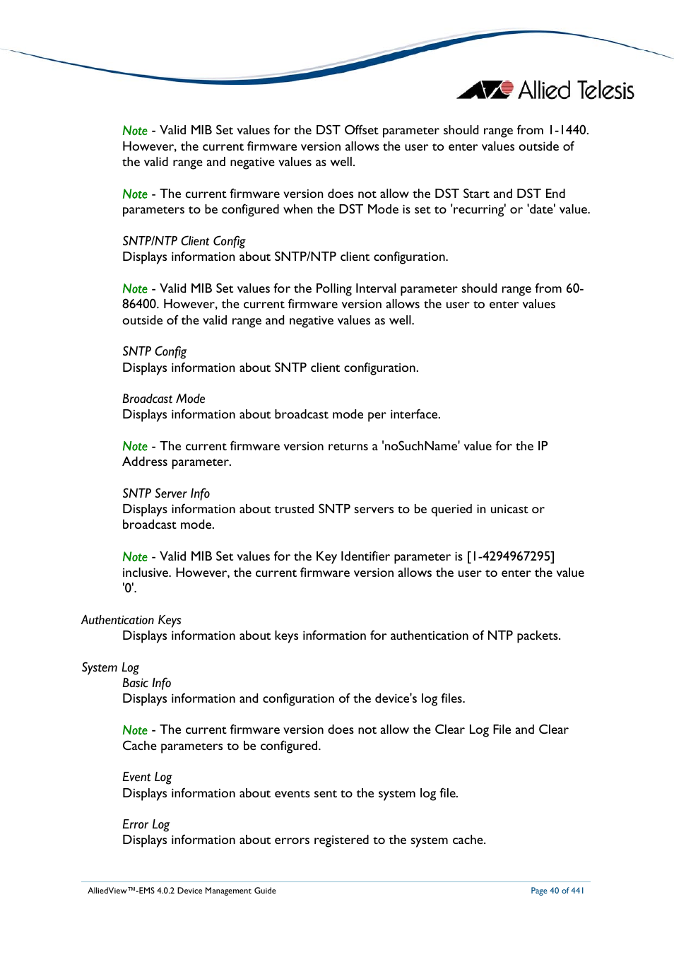 Allied Telesis AlliedView-EMS 4.0.2 Device-Manager User Manual | Page 40 / 441