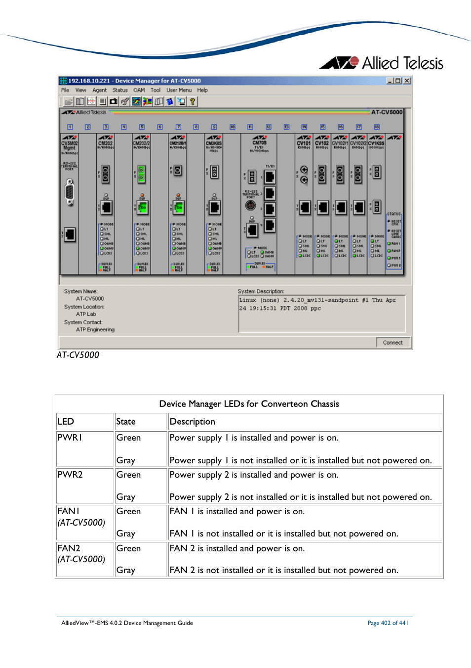 Allied Telesis AlliedView-EMS 4.0.2 Device-Manager User Manual | Page 402 / 441