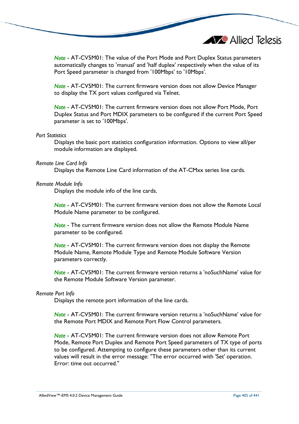 Allied Telesis AlliedView-EMS 4.0.2 Device-Manager User Manual | Page 405 / 441