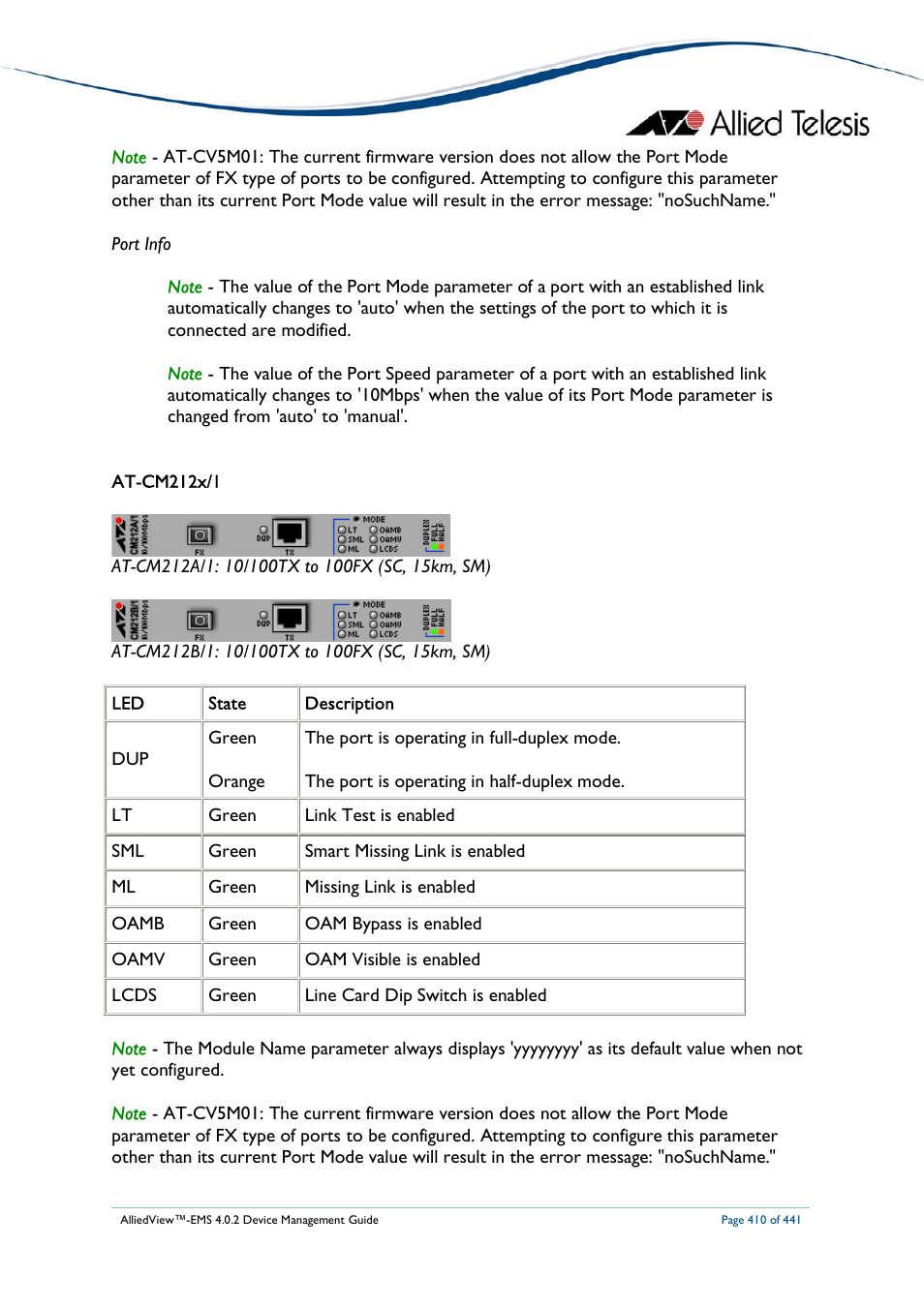 Allied Telesis AlliedView-EMS 4.0.2 Device-Manager User Manual | Page 410 / 441