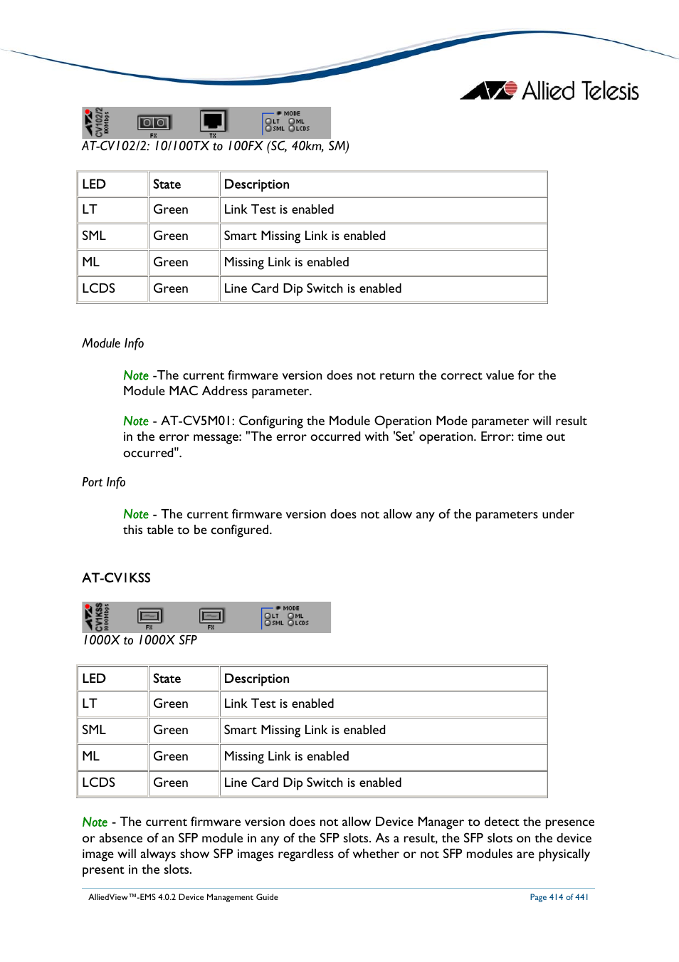 Allied Telesis AlliedView-EMS 4.0.2 Device-Manager User Manual | Page 414 / 441