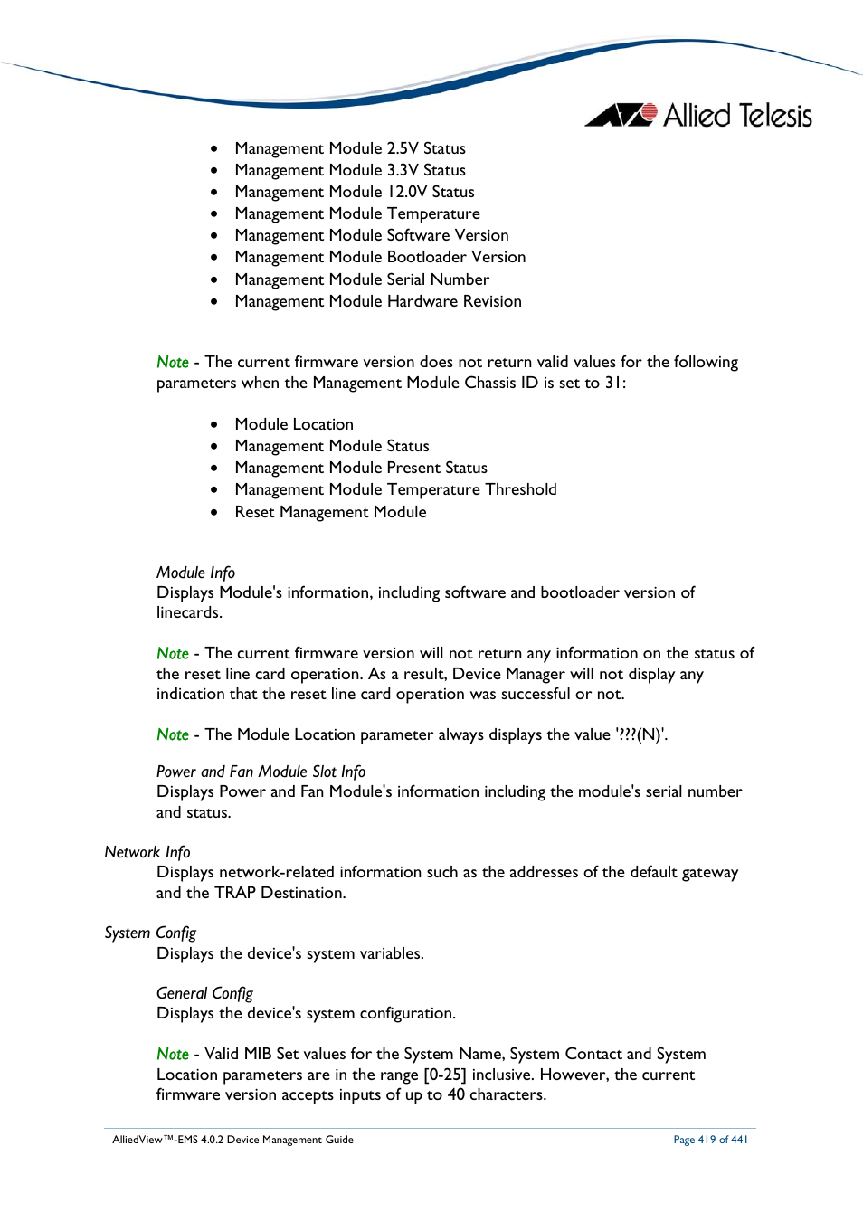 Allied Telesis AlliedView-EMS 4.0.2 Device-Manager User Manual | Page 419 / 441