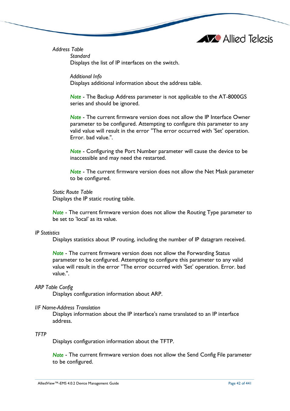 Allied Telesis AlliedView-EMS 4.0.2 Device-Manager User Manual | Page 42 / 441