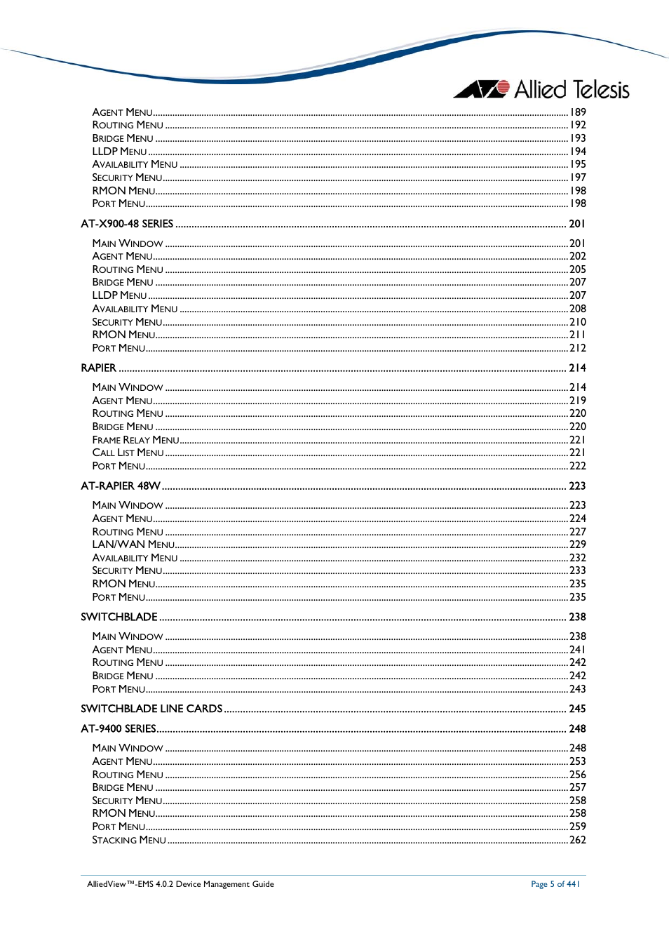 Allied Telesis AlliedView-EMS 4.0.2 Device-Manager User Manual | Page 5 / 441
