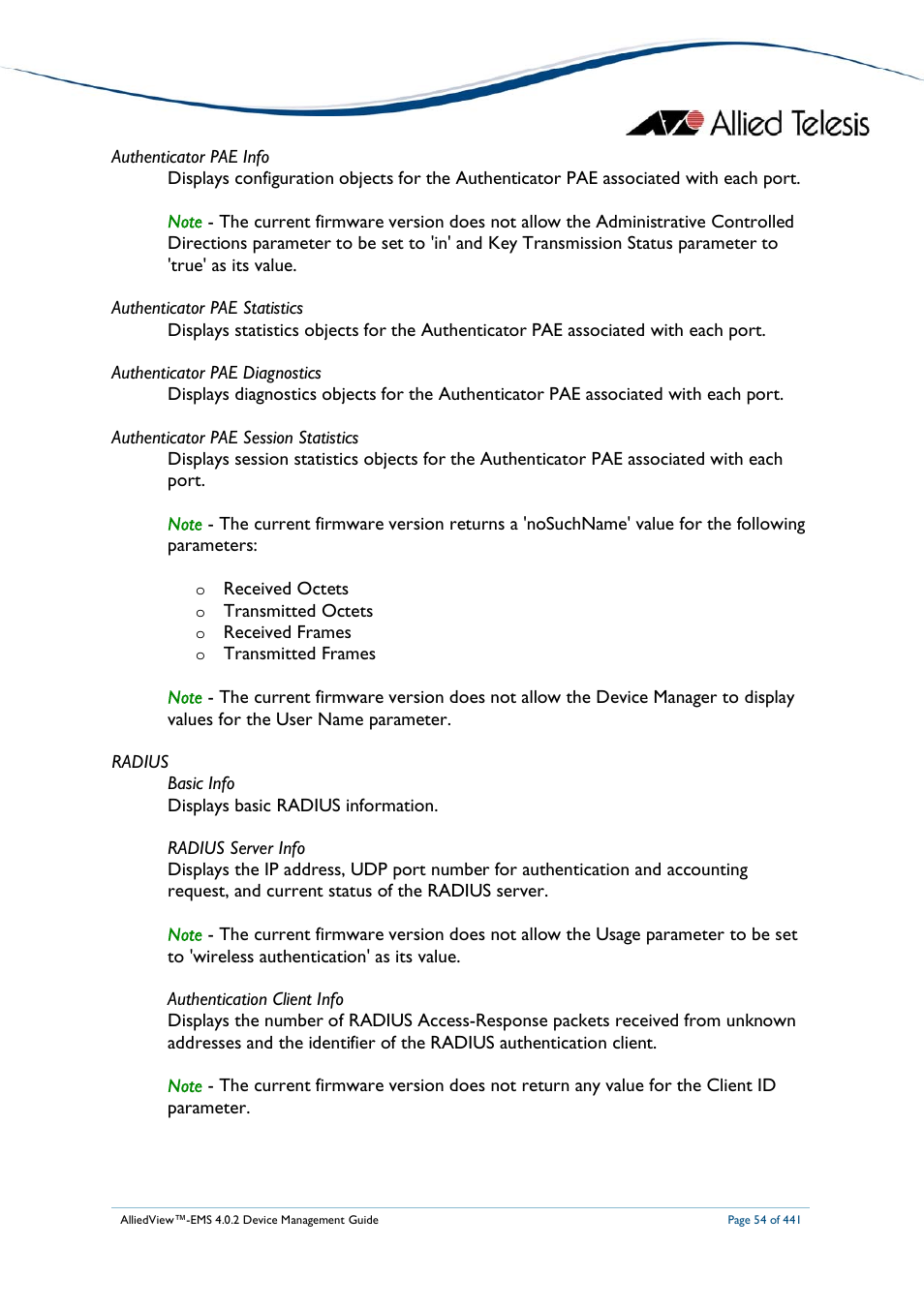 Allied Telesis AlliedView-EMS 4.0.2 Device-Manager User Manual | Page 54 / 441