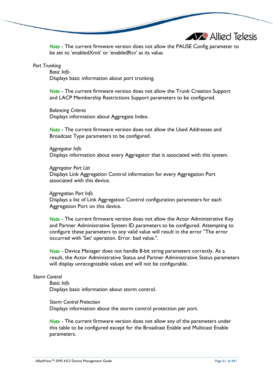 Allied Telesis AlliedView-EMS 4.0.2 Device-Manager User Manual | Page 61 / 441