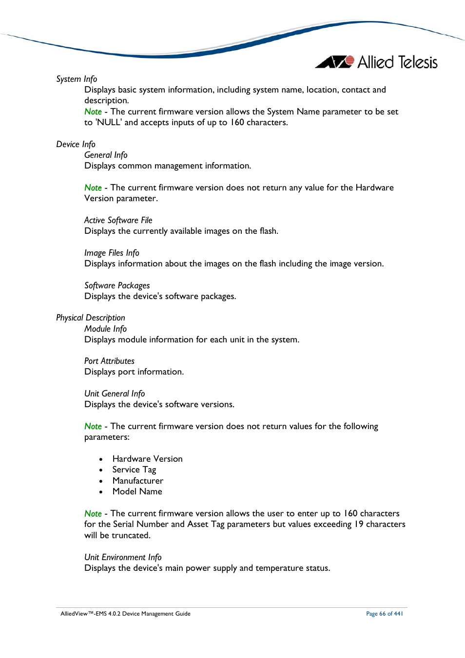 Allied Telesis AlliedView-EMS 4.0.2 Device-Manager User Manual | Page 66 / 441