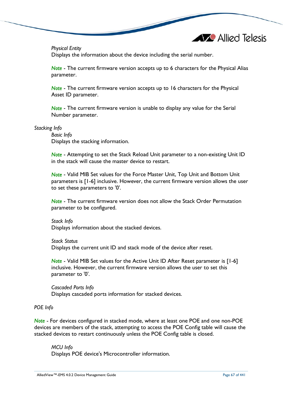 Allied Telesis AlliedView-EMS 4.0.2 Device-Manager User Manual | Page 67 / 441
