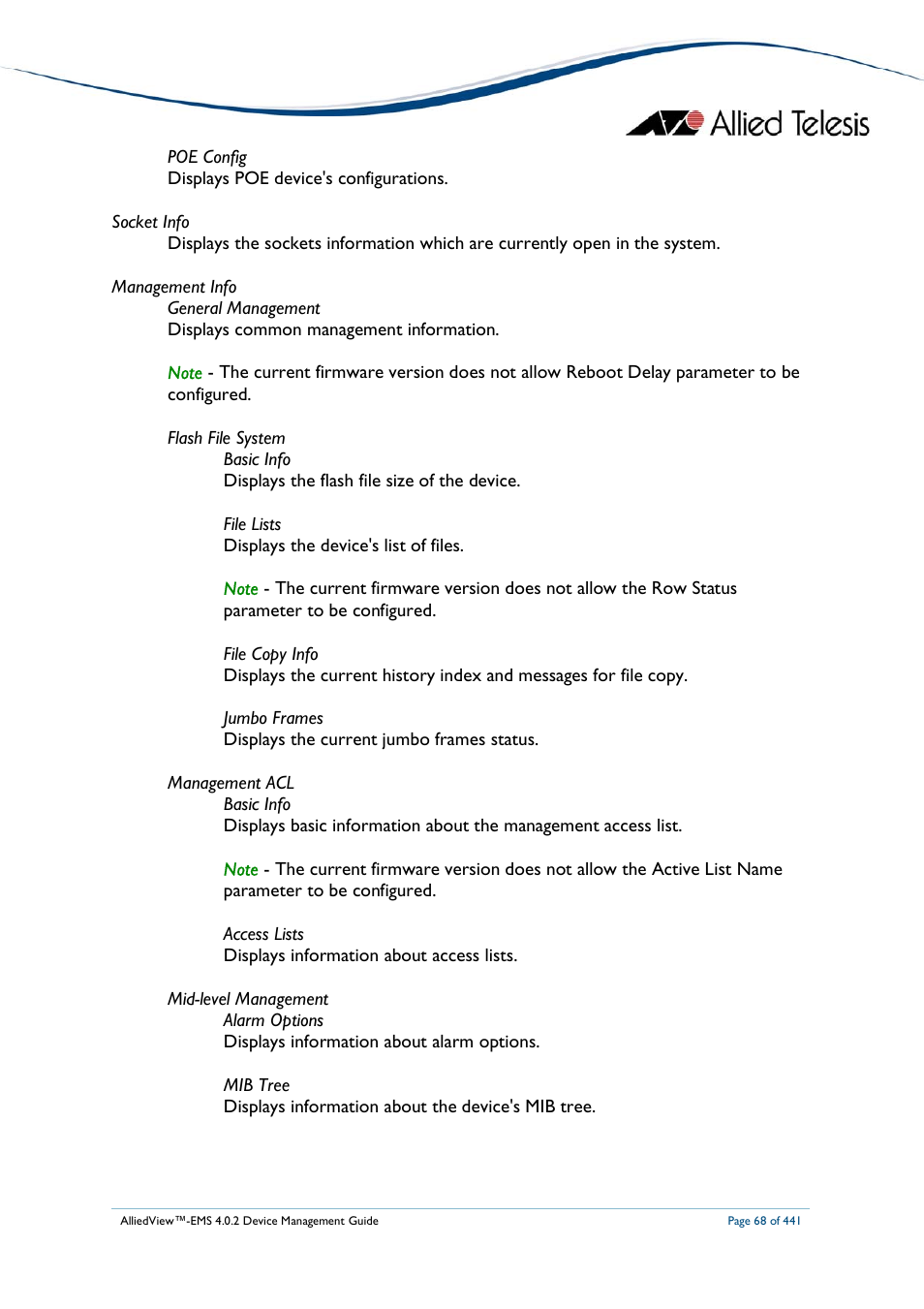 Allied Telesis AlliedView-EMS 4.0.2 Device-Manager User Manual | Page 68 / 441