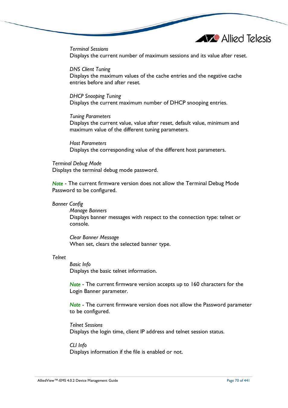 Allied Telesis AlliedView-EMS 4.0.2 Device-Manager User Manual | Page 70 / 441