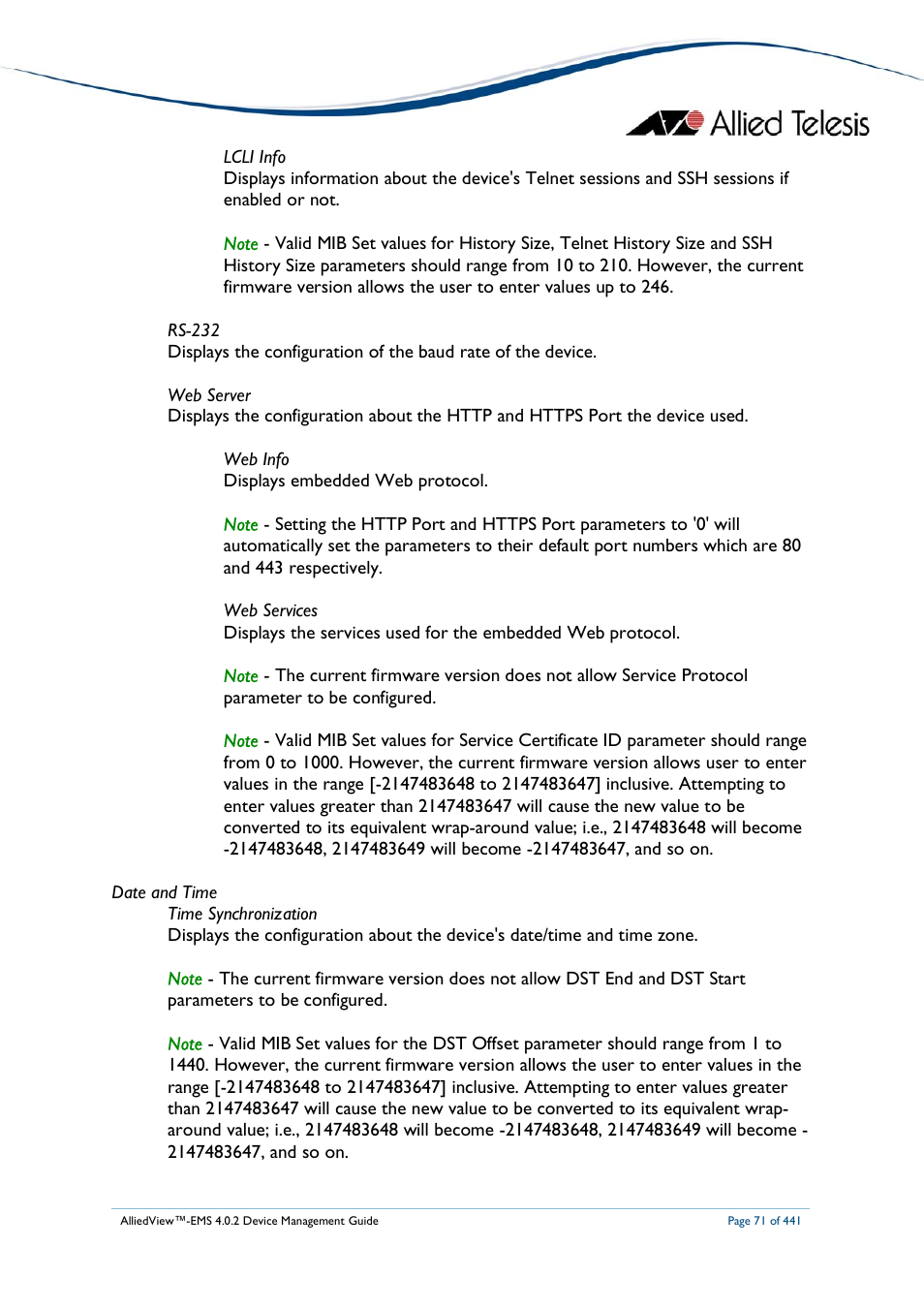 Allied Telesis AlliedView-EMS 4.0.2 Device-Manager User Manual | Page 71 / 441