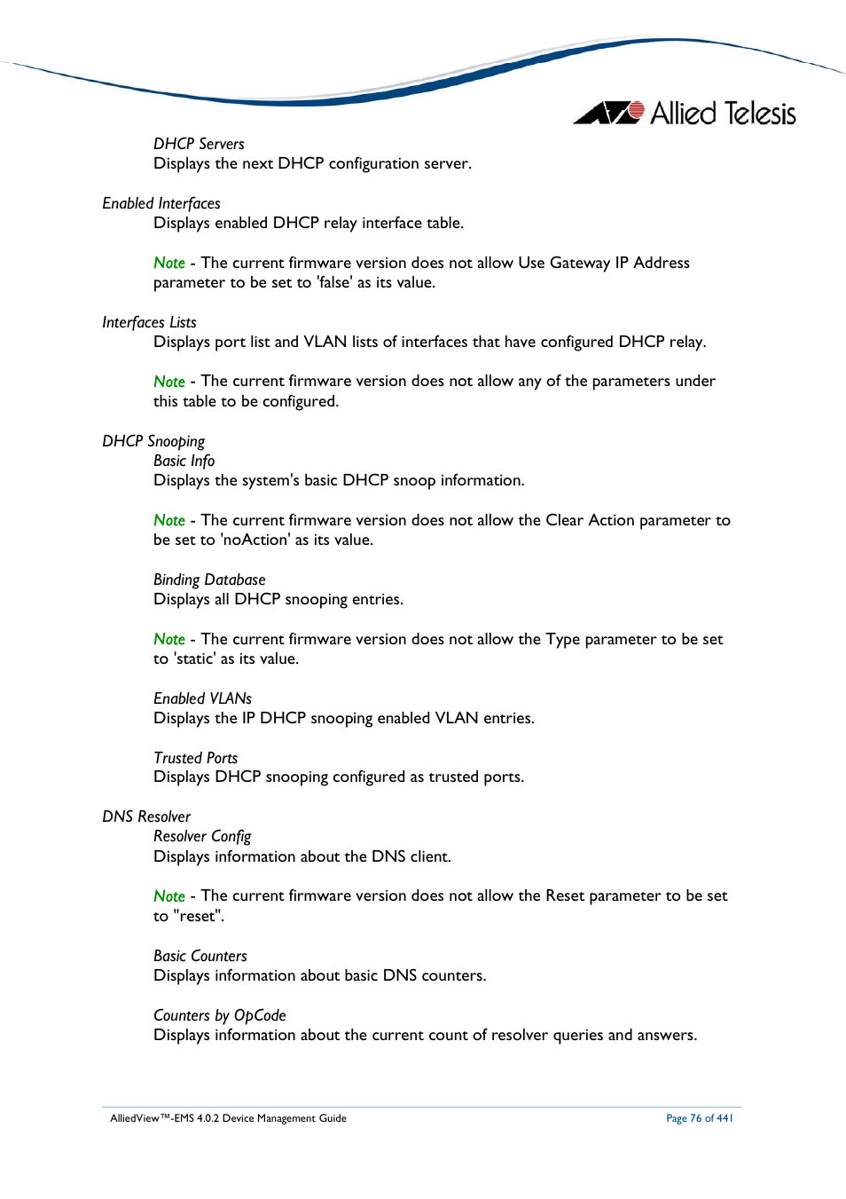 Allied Telesis AlliedView-EMS 4.0.2 Device-Manager User Manual | Page 76 / 441