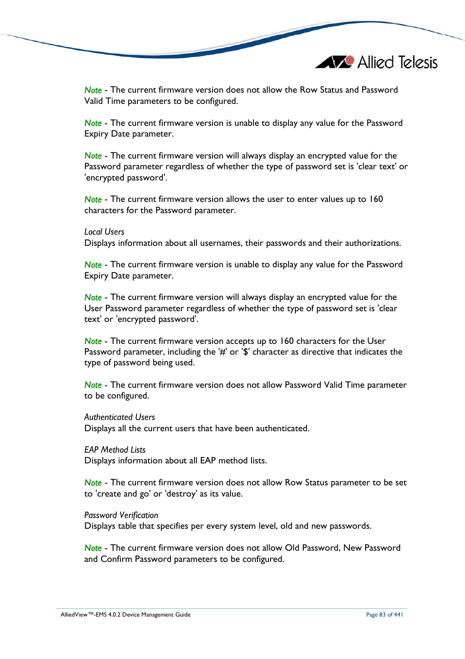 Allied Telesis AlliedView-EMS 4.0.2 Device-Manager User Manual | Page 83 / 441