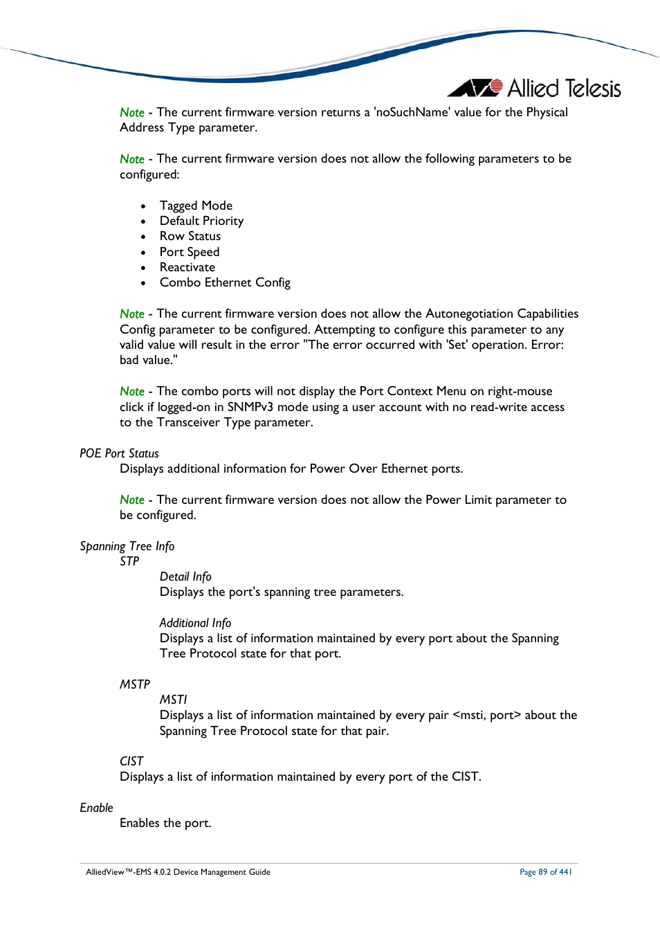 Allied Telesis AlliedView-EMS 4.0.2 Device-Manager User Manual | Page 89 / 441