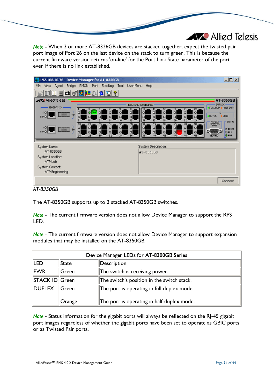Allied Telesis AlliedView-EMS 4.0.2 Device-Manager User Manual | Page 94 / 441