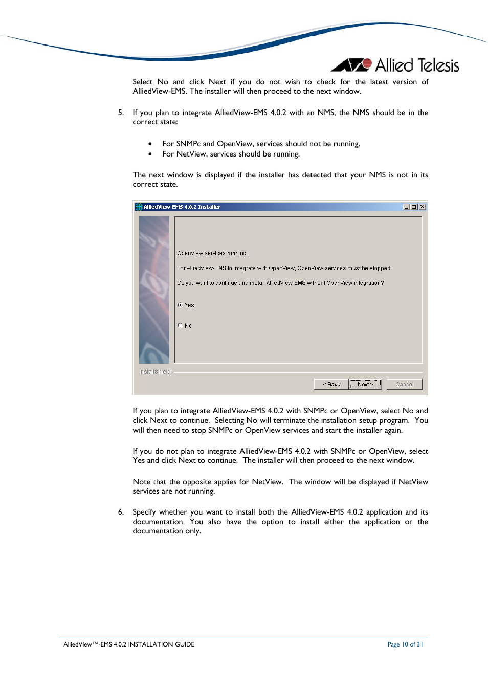 Allied Telesis AlliedView-EMS 4.0.2 INSTALLATION User Manual | Page 10 / 31