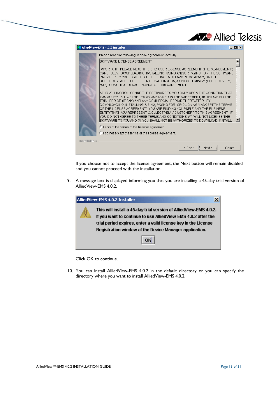 Allied Telesis AlliedView-EMS 4.0.2 INSTALLATION User Manual | Page 13 / 31
