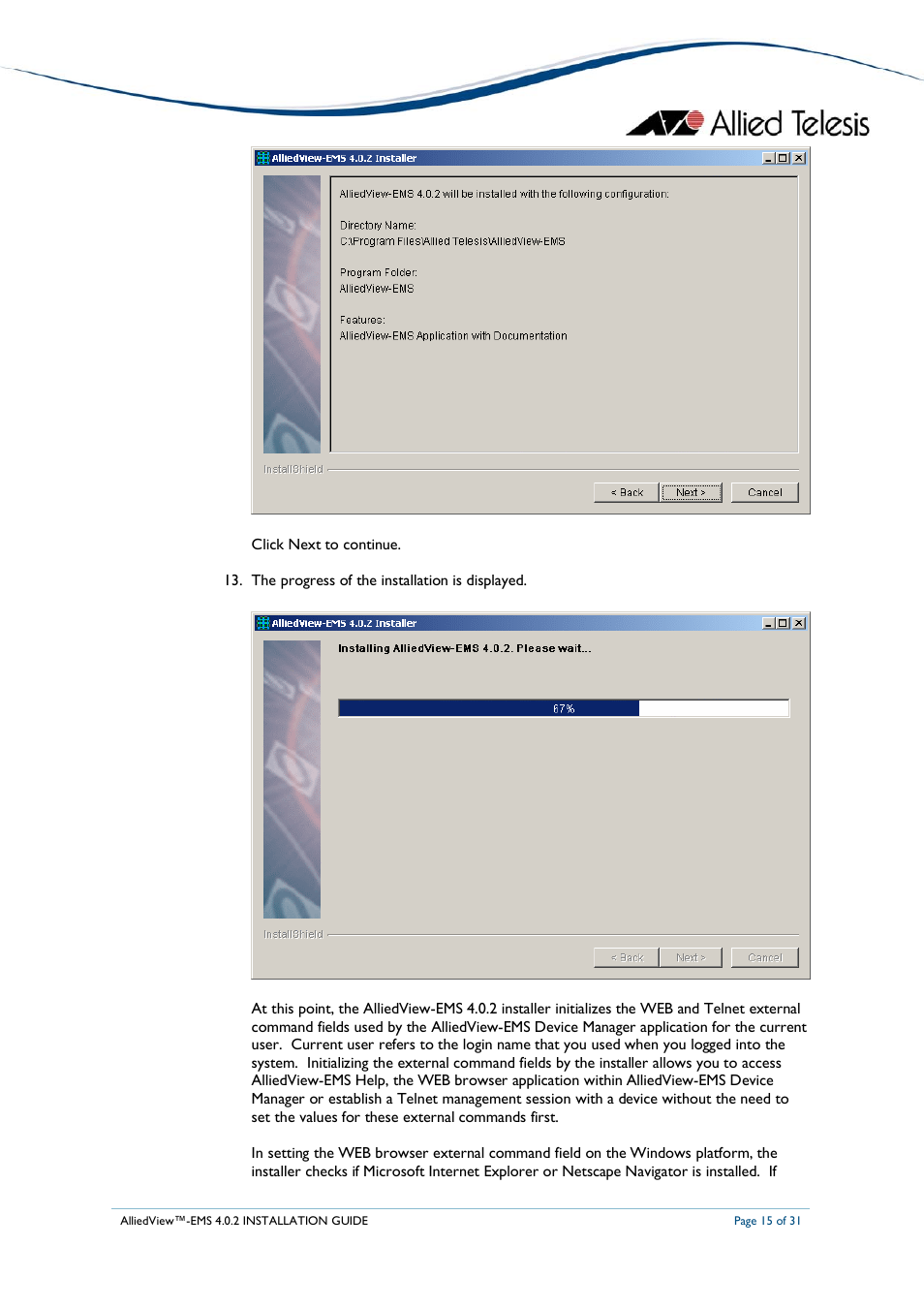Allied Telesis AlliedView-EMS 4.0.2 INSTALLATION User Manual | Page 15 / 31
