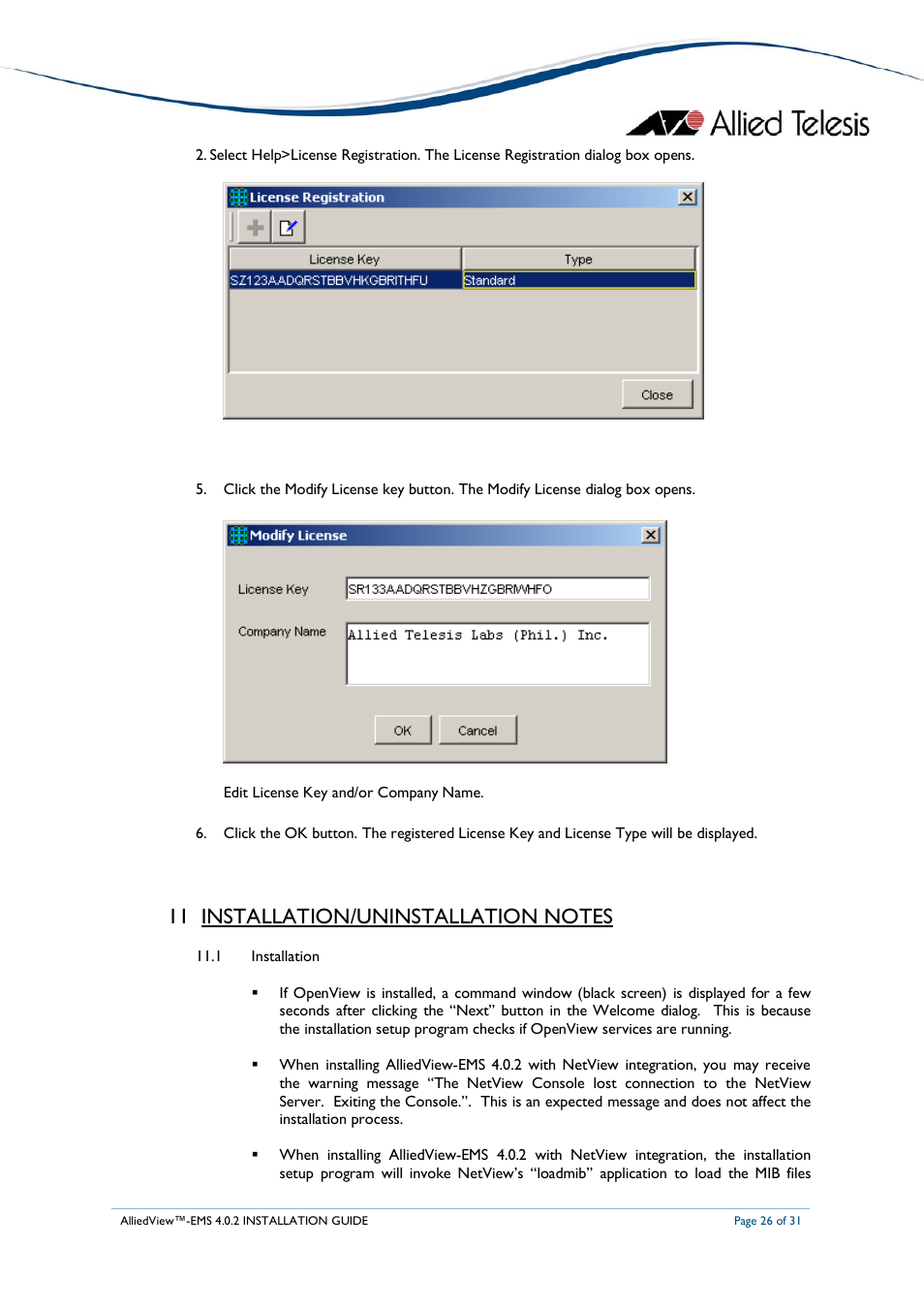 Allied Telesis AlliedView-EMS 4.0.2 INSTALLATION User Manual | Page 26 / 31