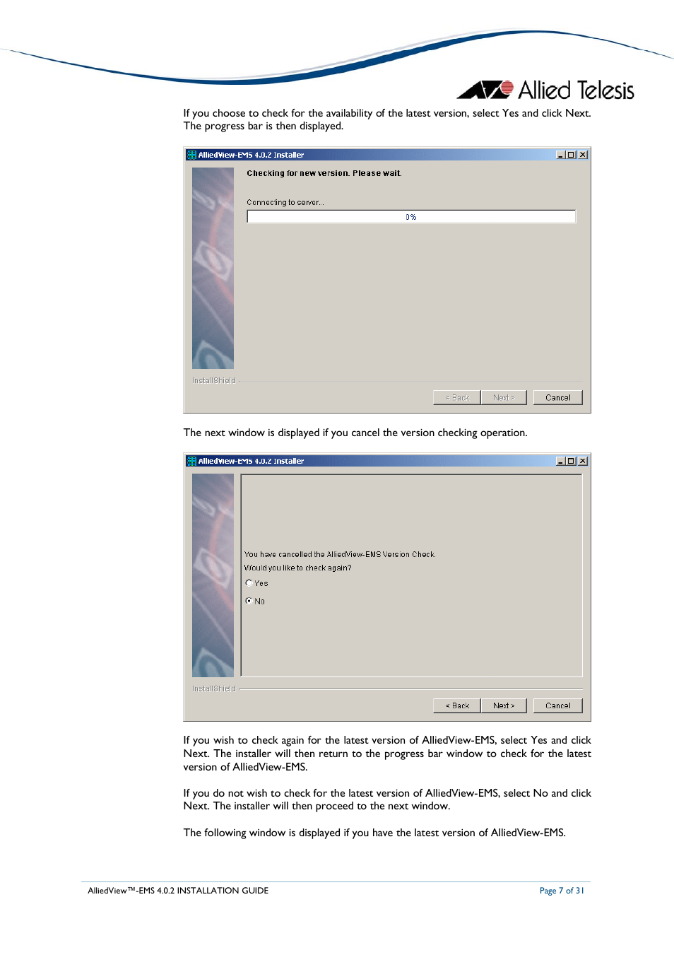 Allied Telesis AlliedView-EMS 4.0.2 INSTALLATION User Manual | Page 7 / 31