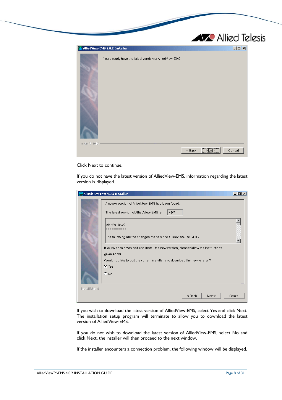 Allied Telesis AlliedView-EMS 4.0.2 INSTALLATION User Manual | Page 8 / 31
