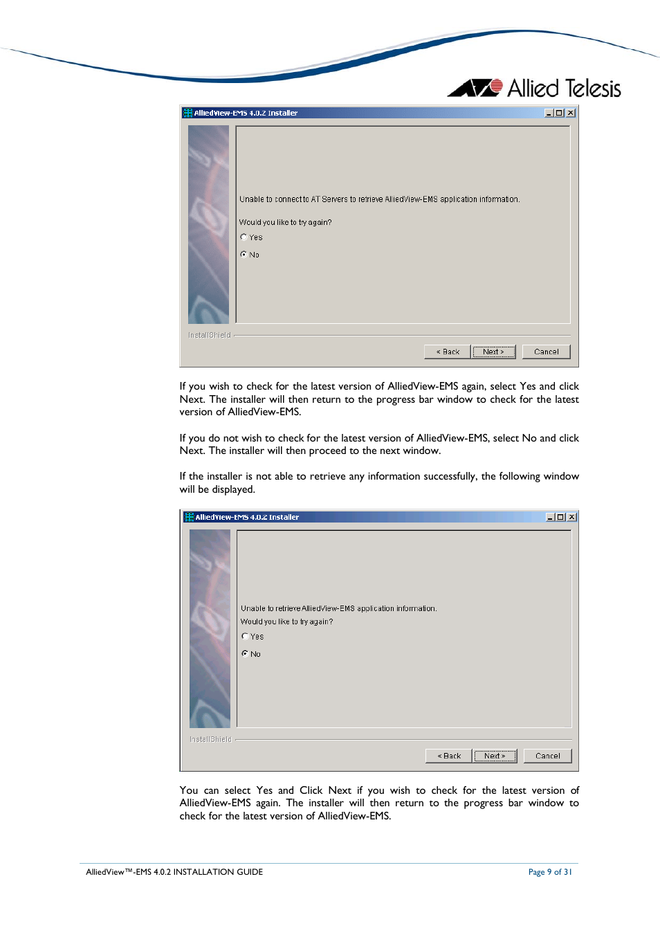 Allied Telesis AlliedView-EMS 4.0.2 INSTALLATION User Manual | Page 9 / 31
