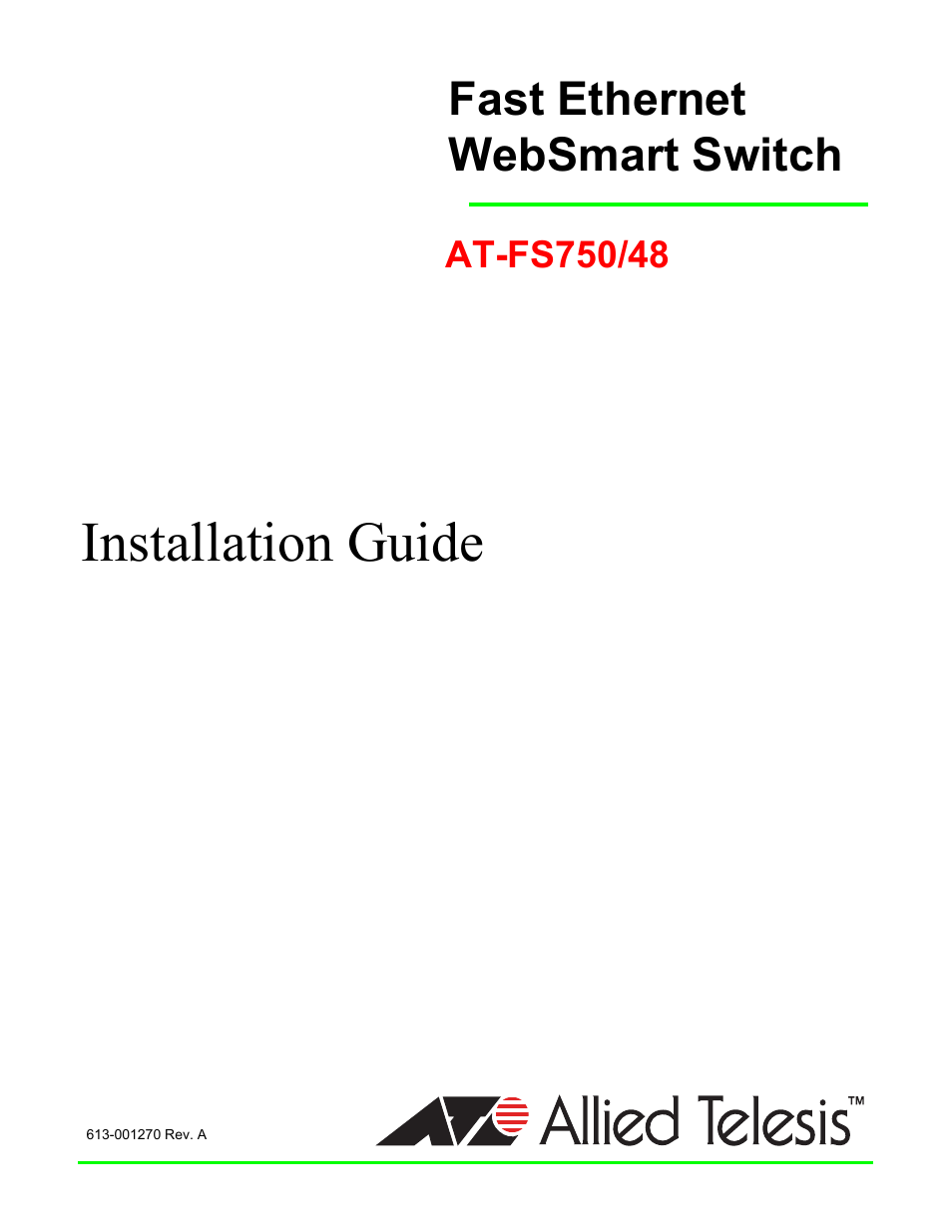 Allied Telesis AT-FS750/48 User Manual | 62 pages