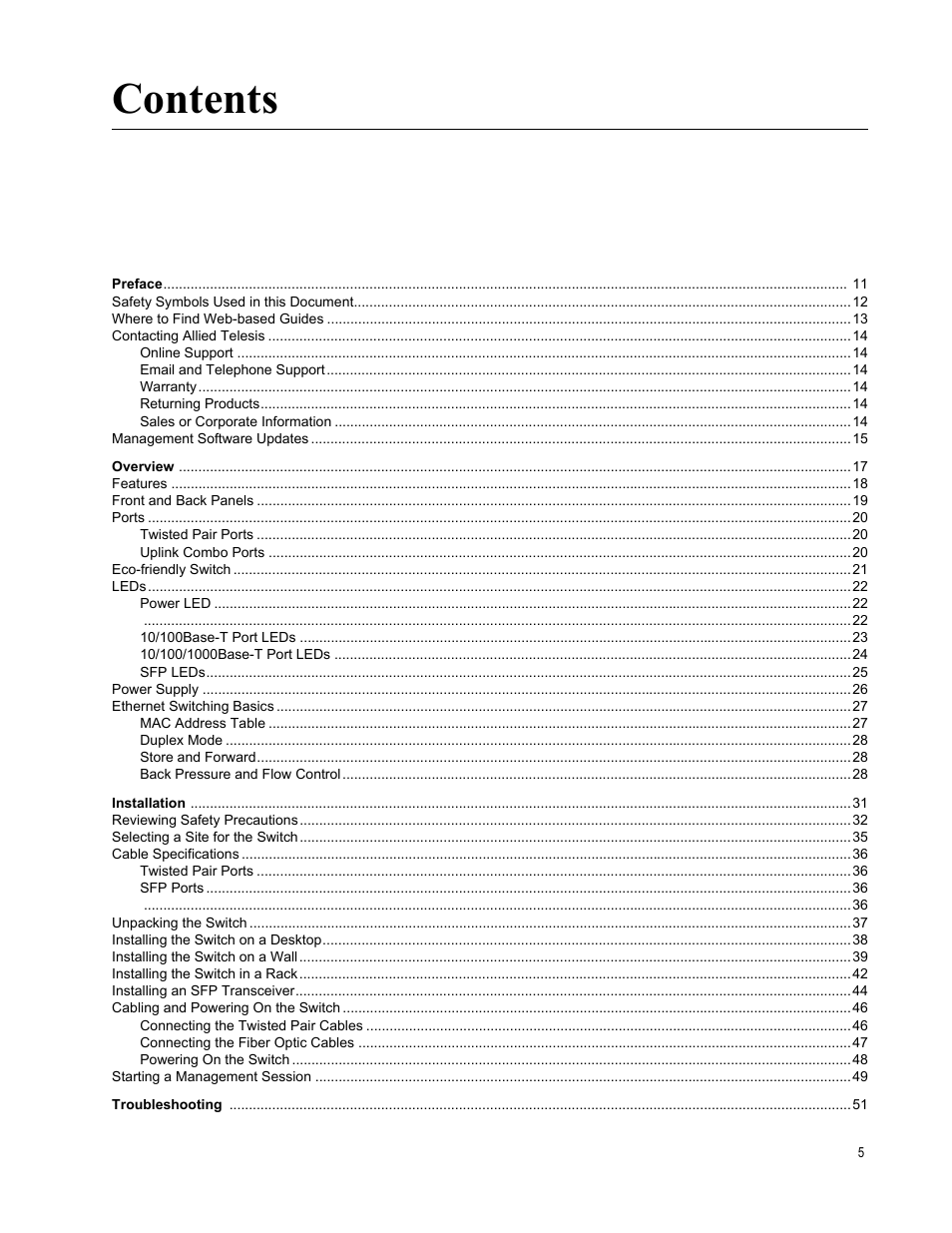 Allied Telesis AT-FS750/48 User Manual | Page 5 / 62