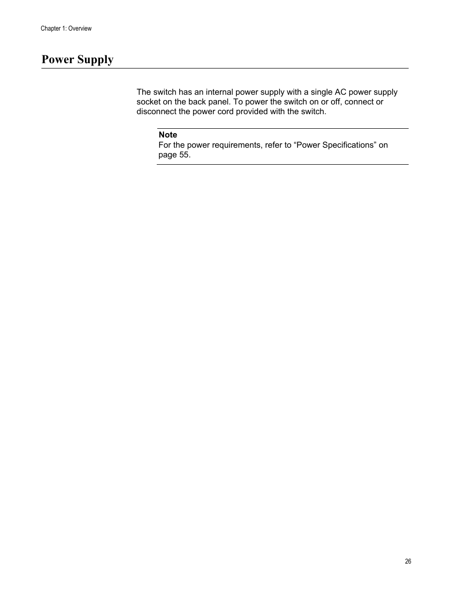 Power supply | Allied Telesis AT-FS750/24POE User Manual | Page 26 / 64