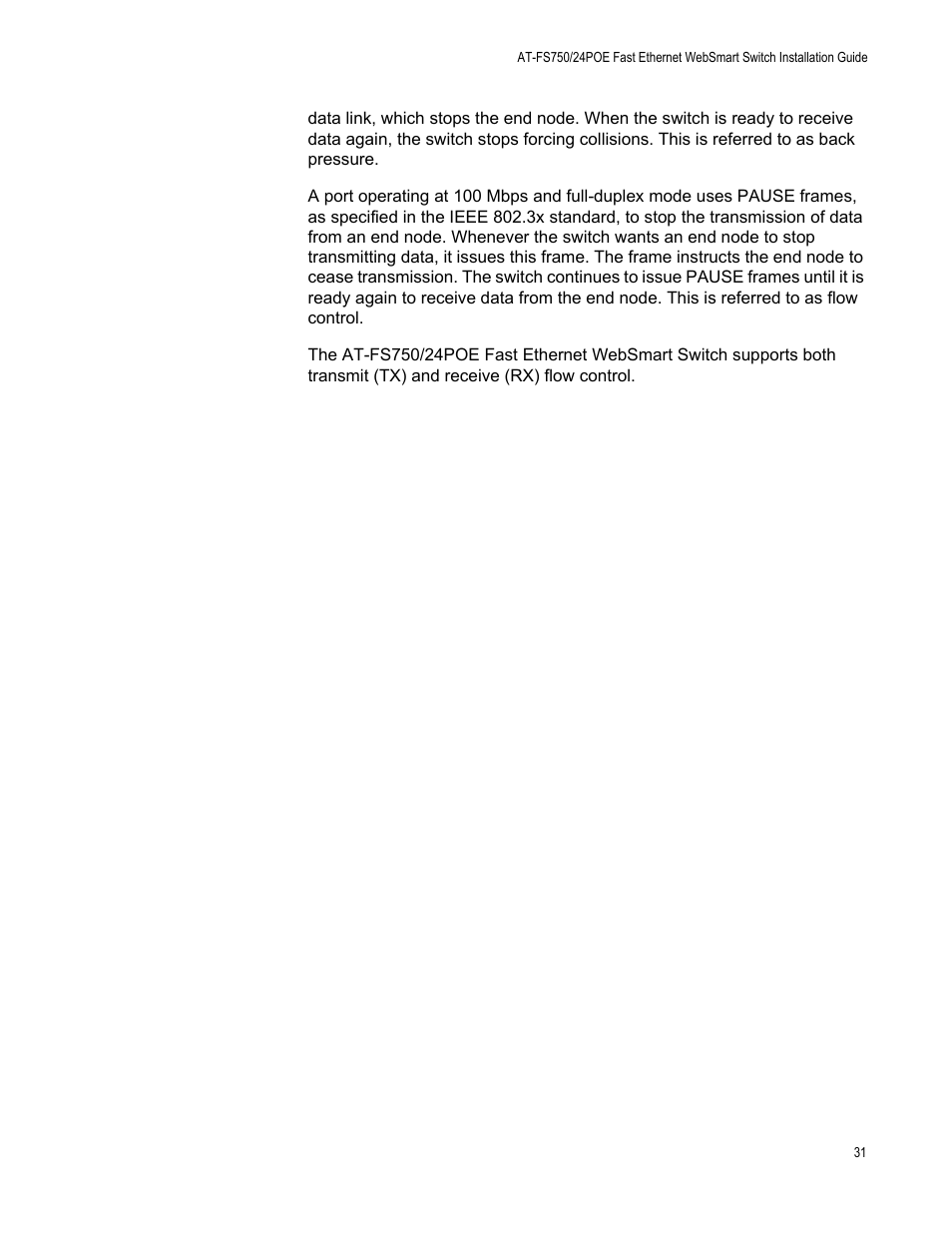 Allied Telesis AT-FS750/24POE User Manual | Page 31 / 64