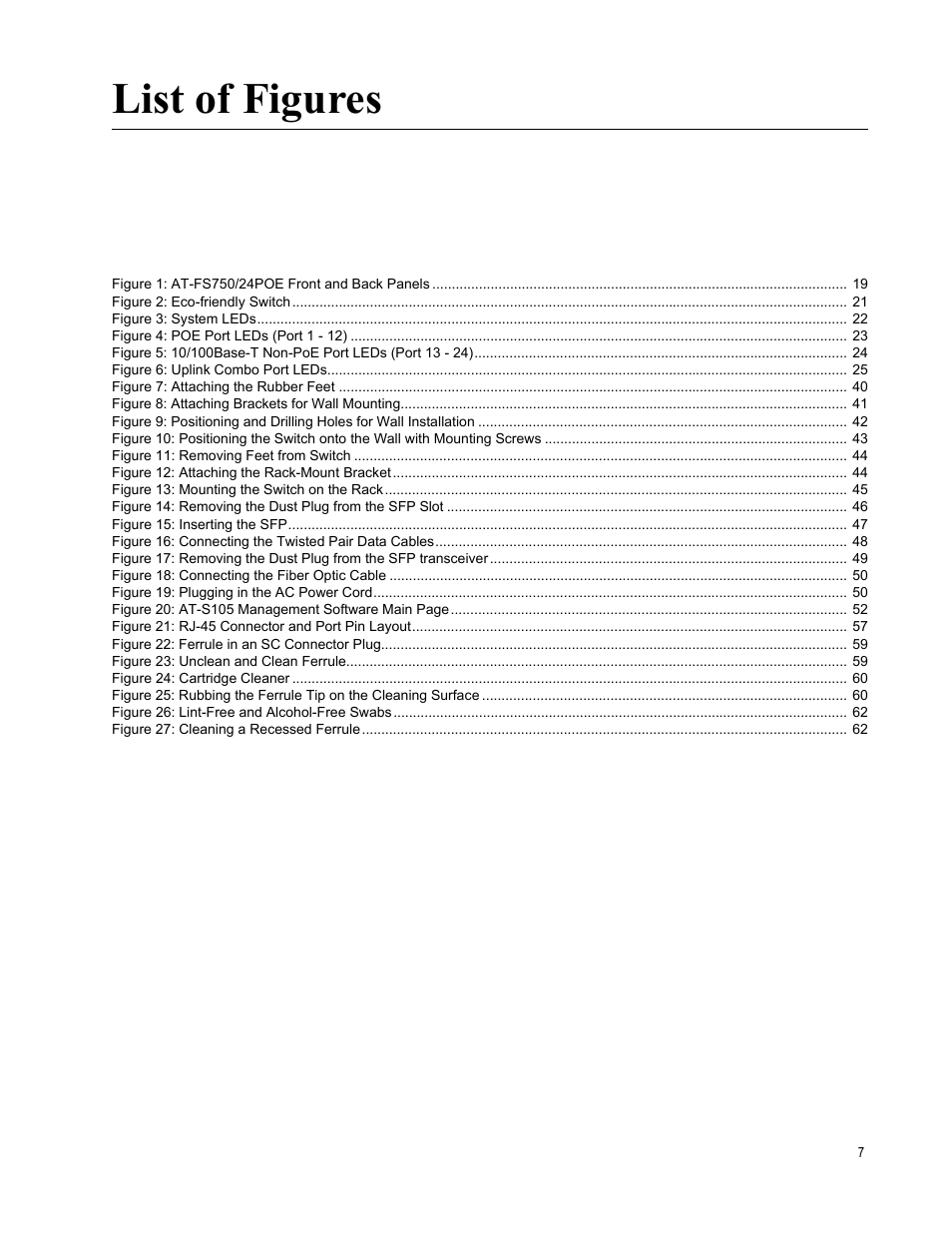 List of figures | Allied Telesis AT-FS750/24POE User Manual | Page 7 / 64