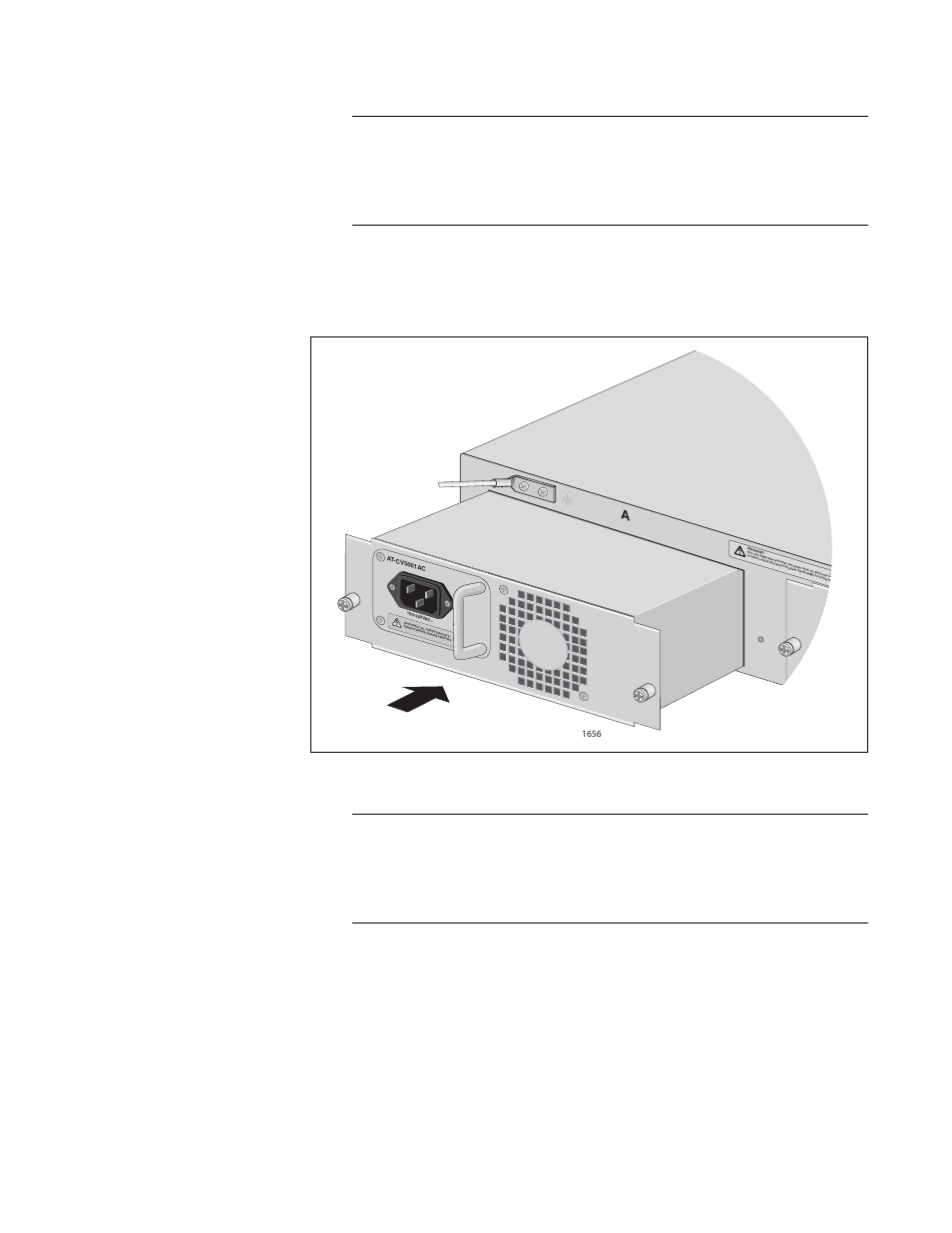 Figure 14. inserting the at-cv5001ac power supply | Allied Telesis AT-CV5001 User Manual | Page 41 / 86
