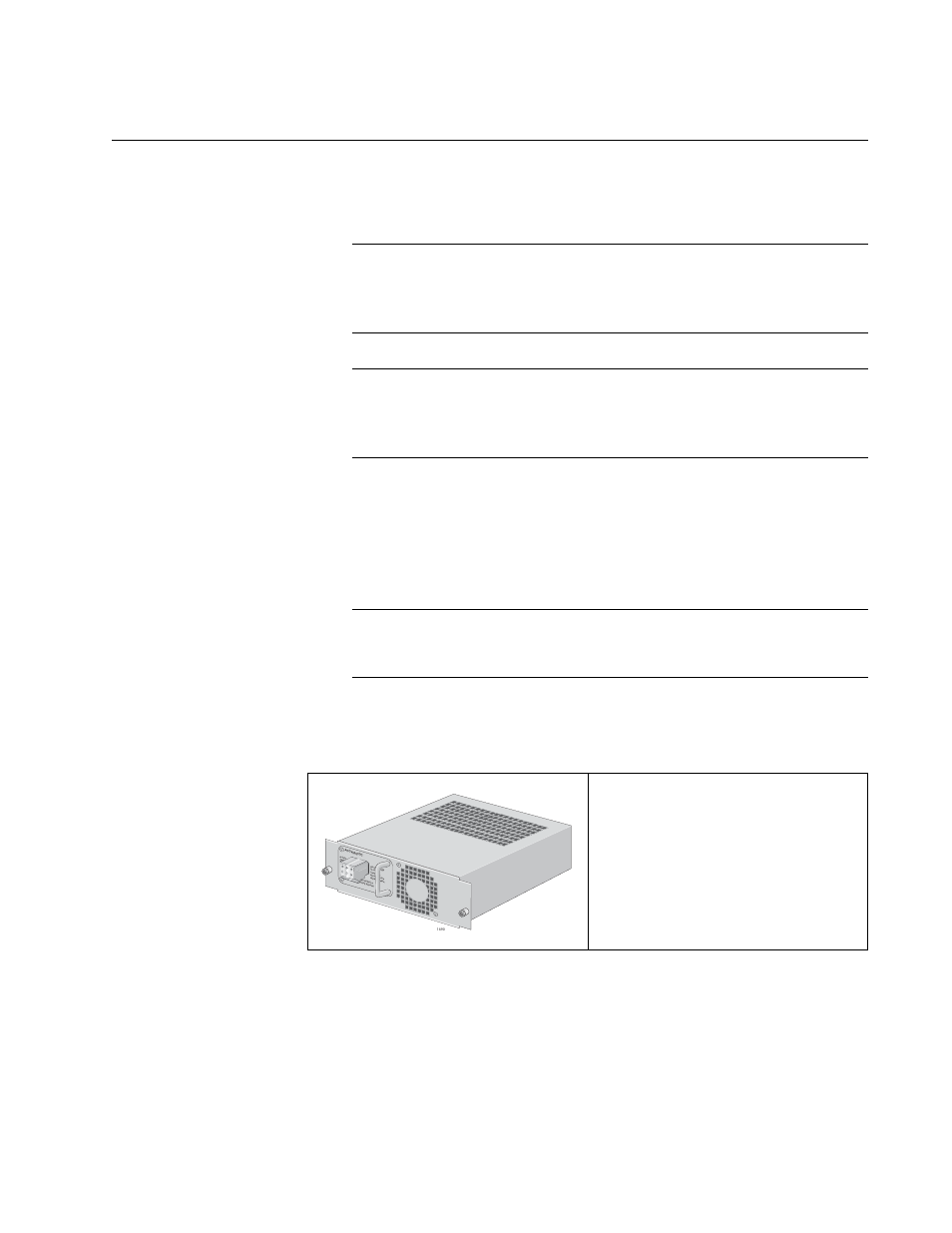 Installing the at-cv5001dc power supply, Table 5. at-cv5001dc power supply component | Allied Telesis AT-CV5001 User Manual | Page 43 / 86