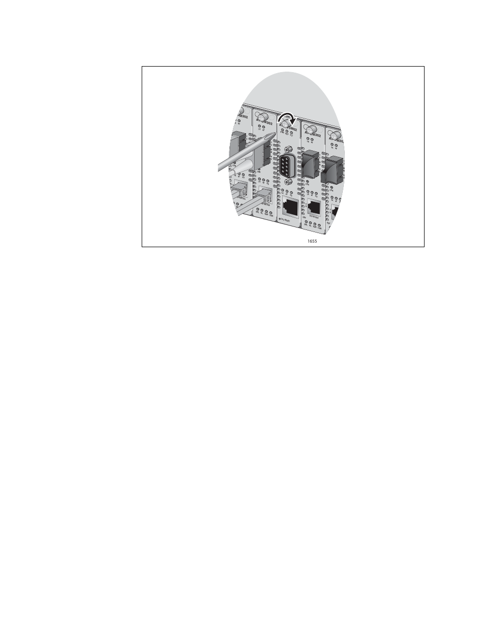 Figure 25. tightening the captive screw, Chapter 2: installation 56 | Allied Telesis AT-CV5001 User Manual | Page 56 / 86