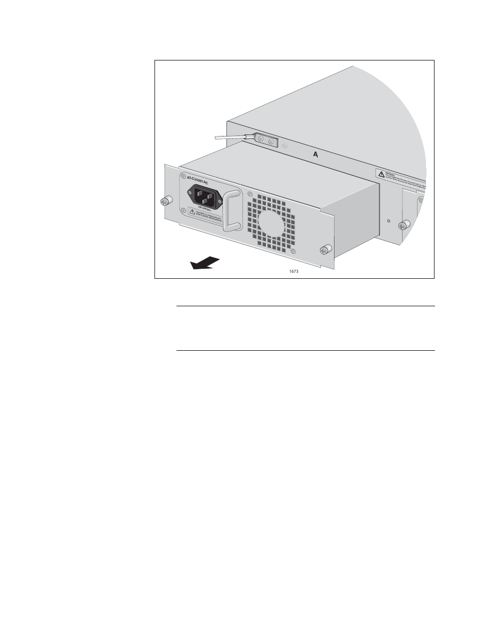 Figure 37. removing the at-cv5001ac power supply | Allied Telesis AT-CV5001 User Manual | Page 71 / 86
