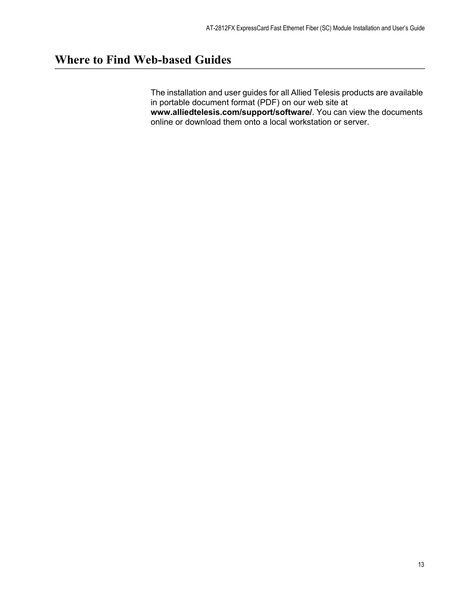 Where to find web-based guides | Allied Telesis AT-2812FX User Manual | Page 13 / 82