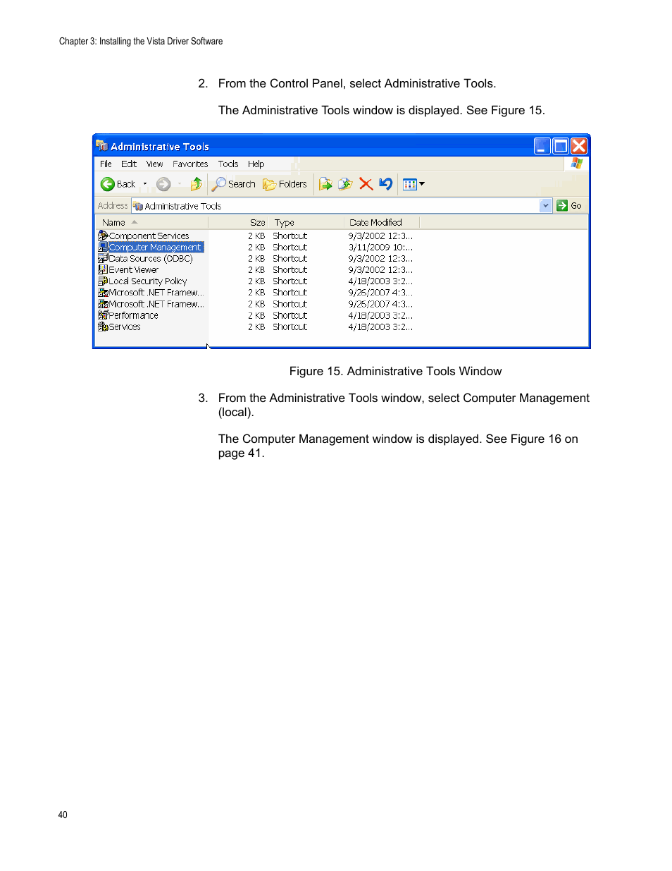 Figure 15. administrative tools window | Allied Telesis AT-2812FX User Manual | Page 40 / 82