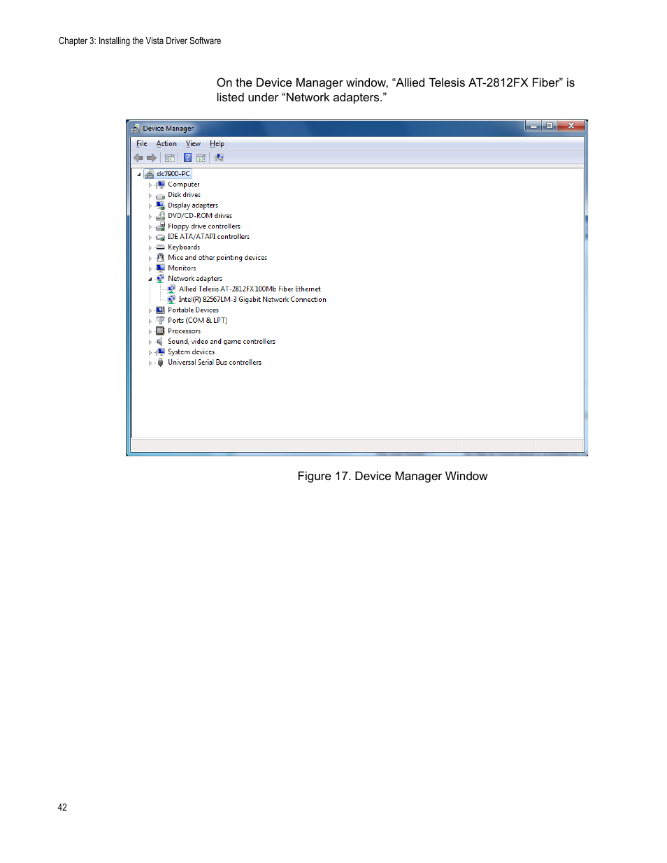 Figure 17. device manager window | Allied Telesis AT-2812FX User Manual | Page 42 / 82