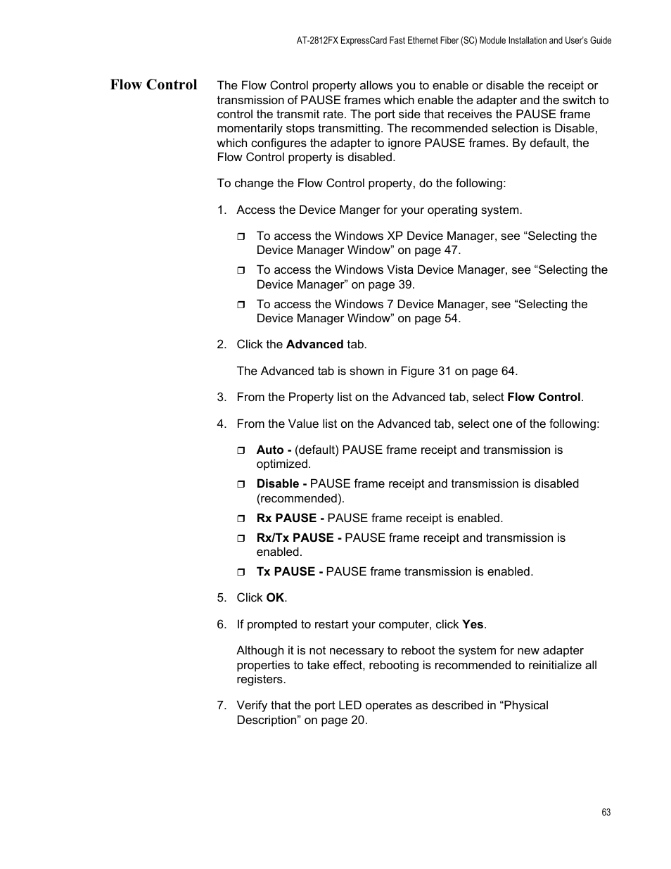 Flow control | Allied Telesis AT-2812FX User Manual | Page 63 / 82