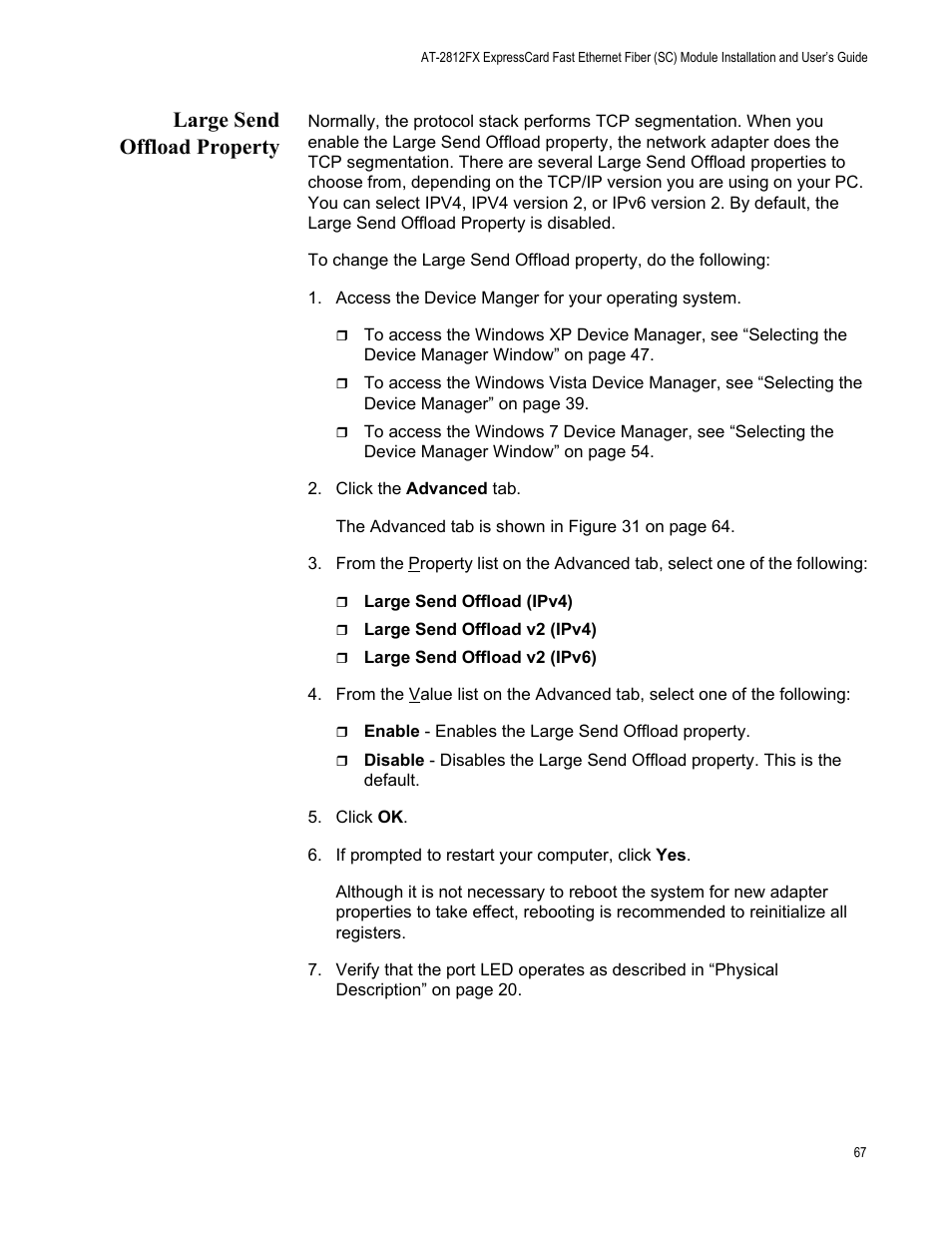 Large send offload property | Allied Telesis AT-2812FX User Manual | Page 67 / 82