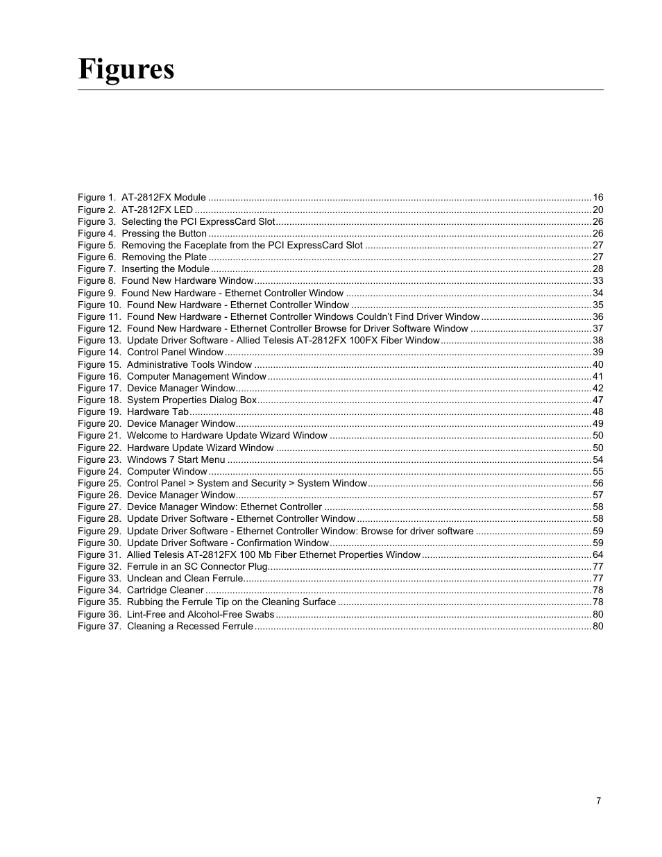 Figures | Allied Telesis AT-2812FX User Manual | Page 7 / 82