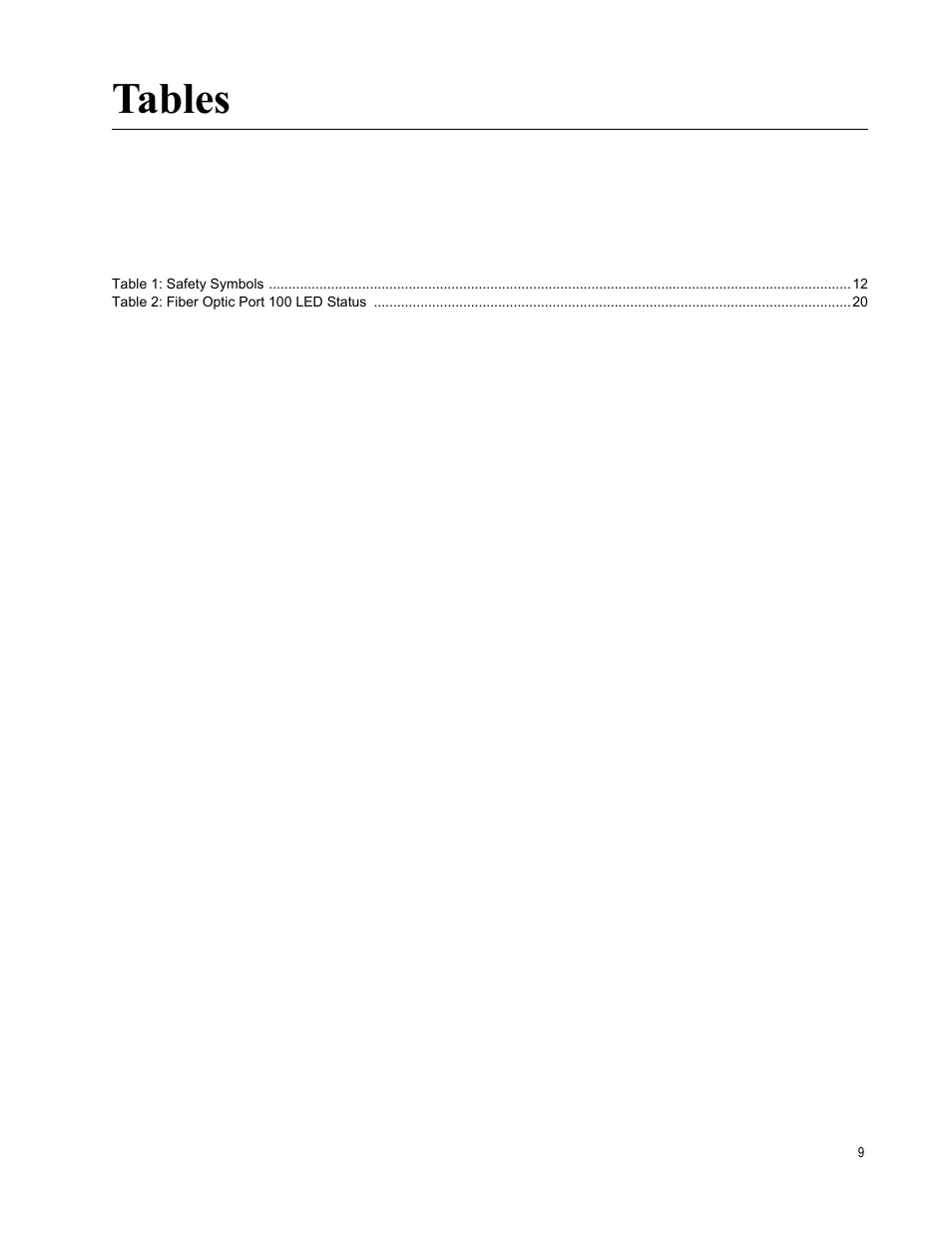 Tables | Allied Telesis AT-2812FX User Manual | Page 9 / 82