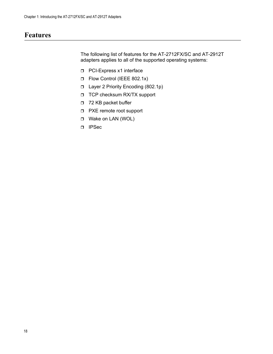 Features | Allied Telesis AT-2912T User Manual | Page 18 / 92