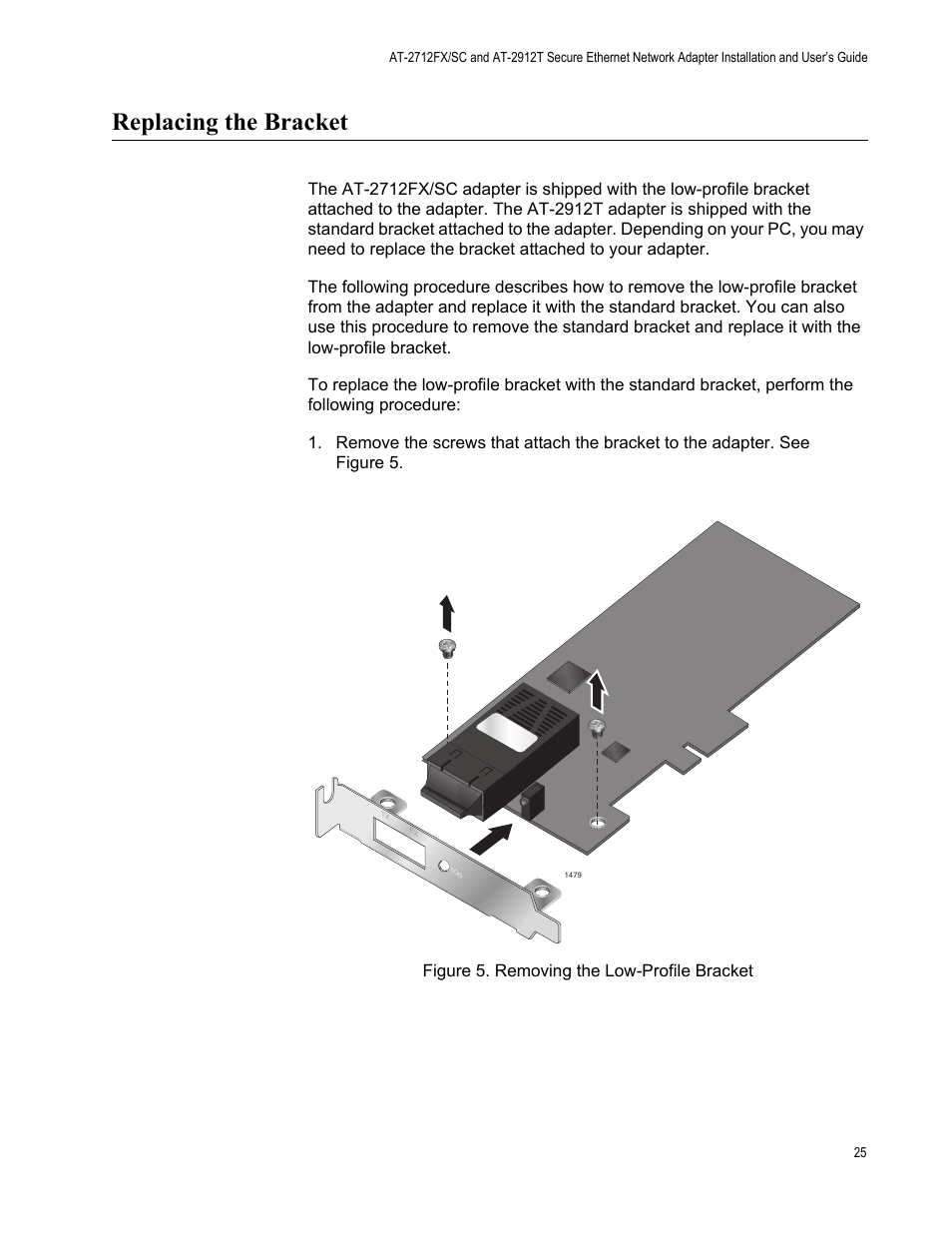 Replacing the bracket | Allied Telesis AT-2912T User Manual | Page 25 / 92