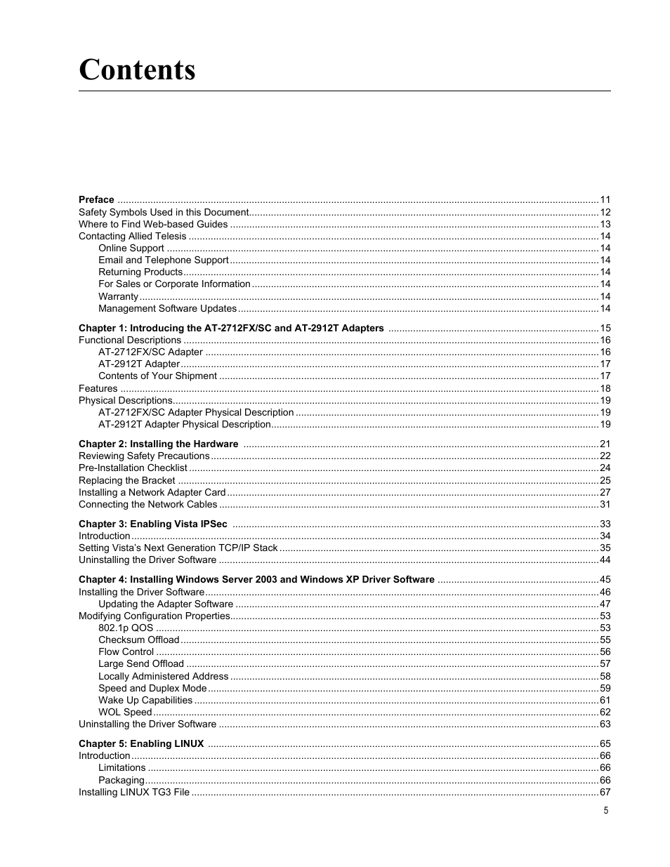 Allied Telesis AT-2912T User Manual | Page 5 / 92