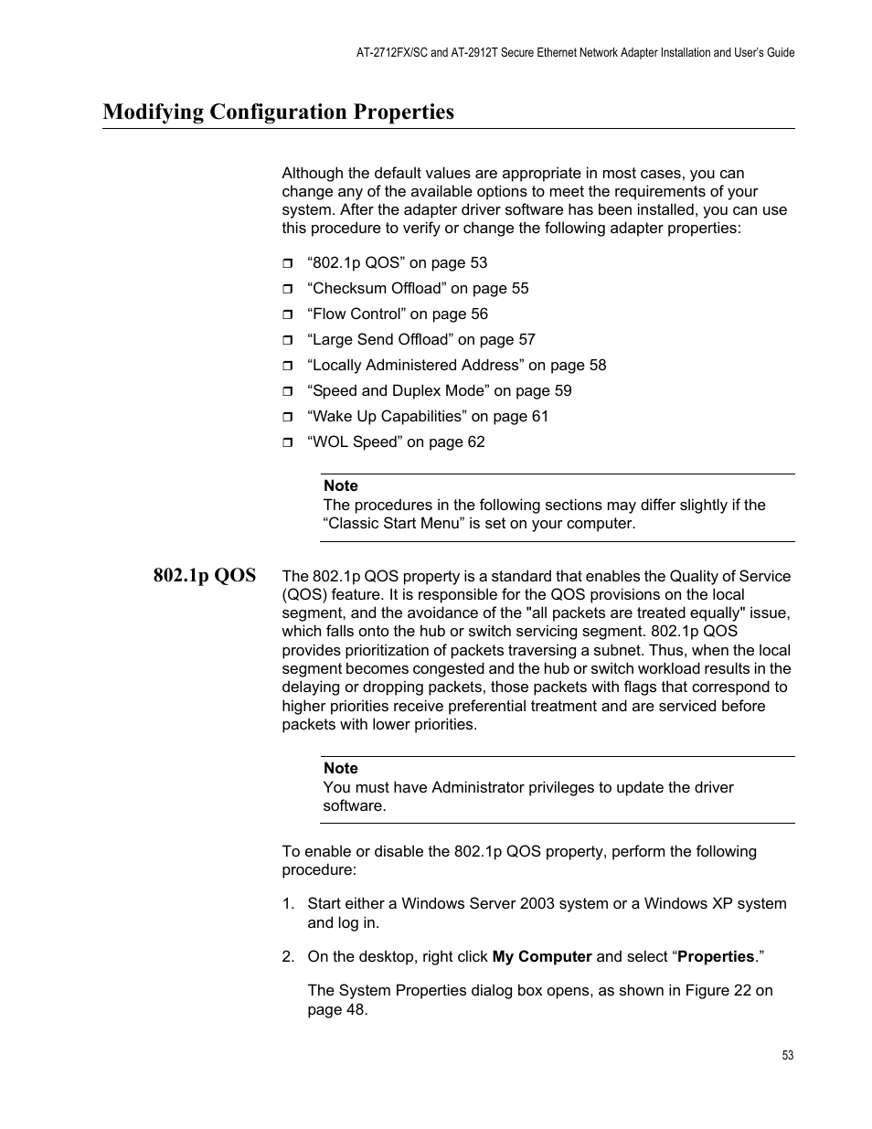 Modifying configuration properties, 1p qos | Allied Telesis AT-2912T User Manual | Page 53 / 92